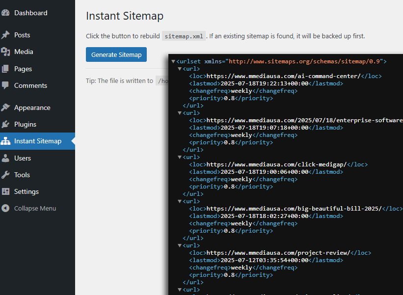 Instant Sitemap WordPress Plugin